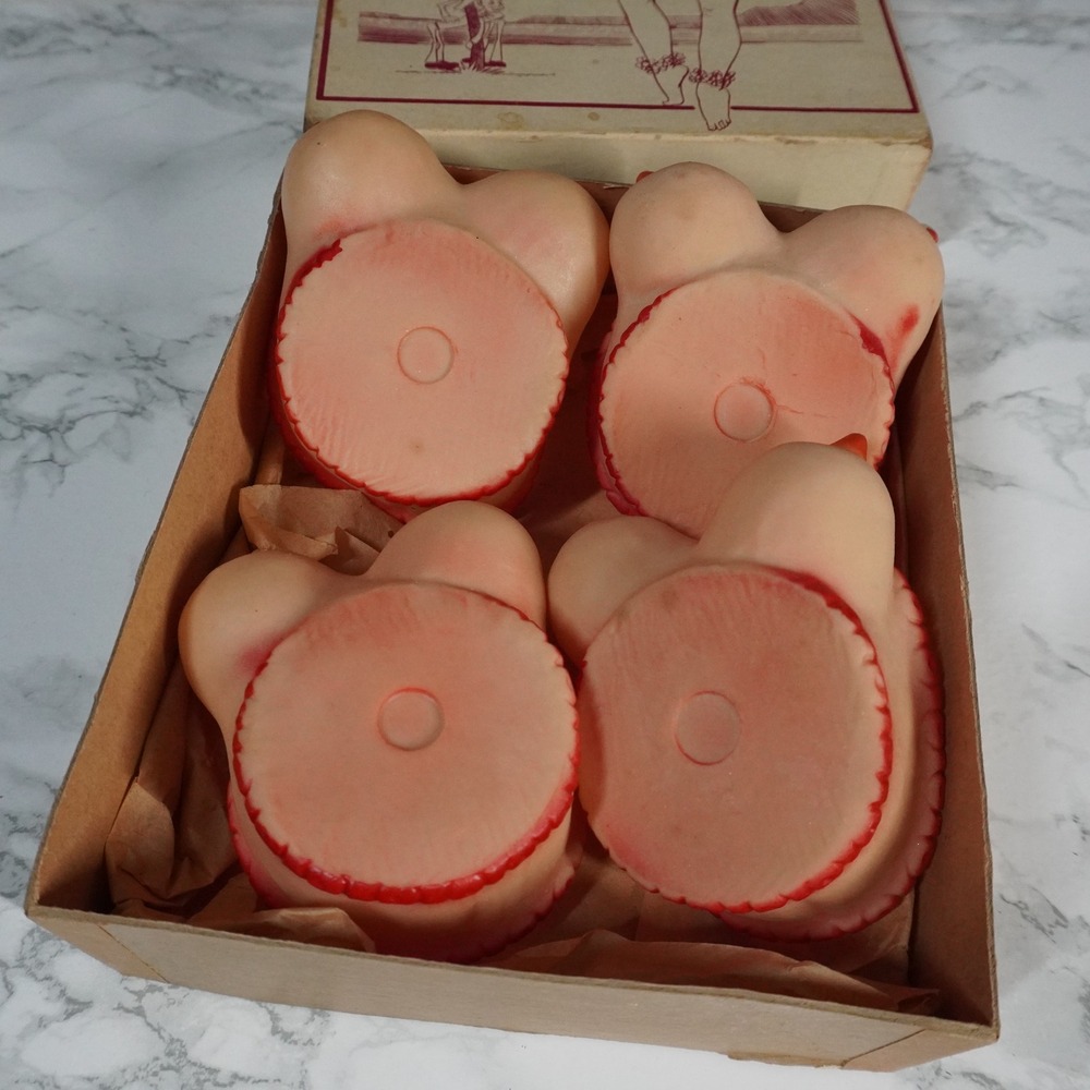 VTG Busty High Ball Coaster Set of 4 Novelty Barware Mid Century Gag Gift Box - Picture 7 of 7